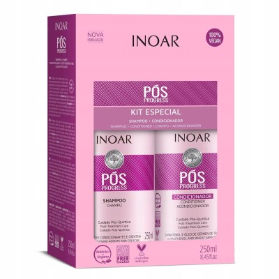 INOAR Pos Progress Zestaw Prezentowy Regenerujący Szampon + Odżywka po Keratynowym Prostowaniu 2x 250ml
