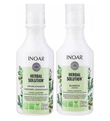 Inoar Herbal Solution Duo Pack, Zestaw Szampon i Odżywka Nawilżająca, po Keratynie, 2x 250ml