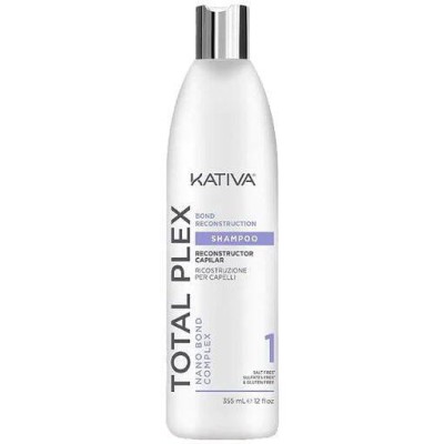 Kativa Total Plex Shampoo, Silnie Regenerujący Szampon do Włosów z Plexem, 355ml