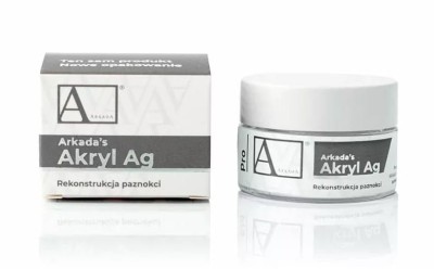 AArkada Arkada's Akryl, Puder Akrylowy ze Srebrem do Rekonstrukcja Paznokci 10g
