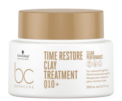 Schwarzkopf Bc Time Restore Clay Treatment Q10+ Maska Odbudowująca Włosy Zniszczone 200ml