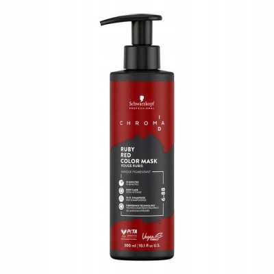 Schwarzkopf Chroma ID Ruby Red Mask, Maska do Włosów Koloryzująca 6-88, Rubinowa Czerwień, 300ml