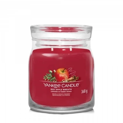 Yankee Candle Signature Red Apple Wreath, Średnia Świeca Sojowa z Dwoma Knotami, 368g