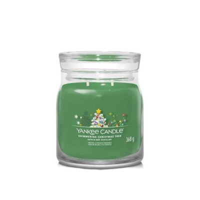 Yankee Candle Signature Shimmering Christmas Tree, Średnia Świeca Sojowa z Dwoma Knotami, 368g