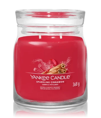 Yankee Candle Signature Sparkling Cinnamon, Średnia Świeca Sojowa z Dwoma Knotami, 368g