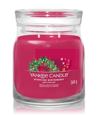 Yankee Candle Signature Sparkling Winterberry, Średnia Świeca Sojowa z Dwoma Knotami, 368g