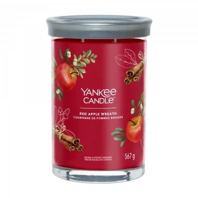 Yankee Candle Signature Large Tumbler Red Apple Wreath, Duża Świeca Sojowa z Dwoma Knotami, 567g
