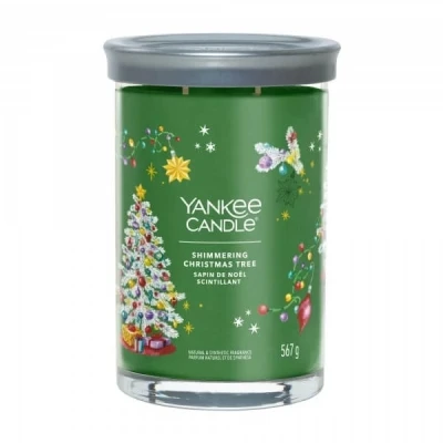 Yankee Candle Signature Large Tumbler Shimmering Christmas Tree, Duża Świeca Sojowa z Dwoma Knotami, 567g