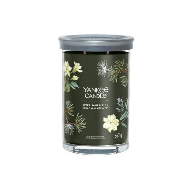 Yankee Candle Signature Large Tumbler Silver Sage & Pine, Duża Świeca Sojowa z Dwoma Knotami, 567g