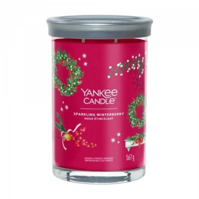 Yankee Candle Signature Large Tumbler Sparkling Winterberry, Duża Świeca Sojowa z Dwoma Knotami, 567g