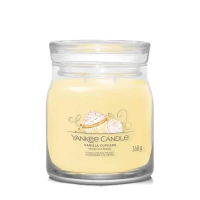 Yankee Candle Signature Vanilla Cupcake, Średnia Świeca Sojowa z Dwoma Knotami, 368g