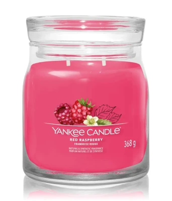Yankee Candle Signature Large Jar Fruity Red Raspberry, Średnia Świeca Sojowa z Dwoma Knotami, 368g