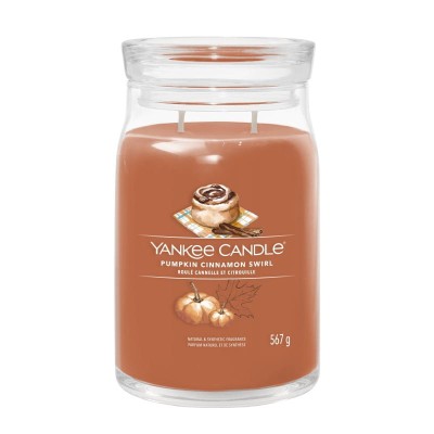 Yankee Candle Signature Large Pumpkin Cinnamon Swirl , Duża Świeca Sojowa z Dwoma Knotami, 567g