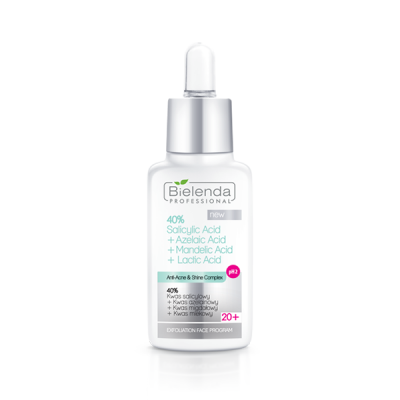 Bielenda 40% Salicylic Acid Azelaic Acid Mandelic Acid Lactic Acid Kwas Salicynowy Azelianowy Migdałowy mlekowy 30g
