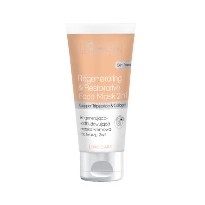 Bielenda Professional Lipid Care Copper Tripeptide & Collagen Regenerująco-Odbudowująca Maska Kremowa Do Twarzy 2w1, 150ml