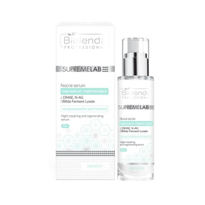 Bielenda Professional SupremeLab Nocne Serum Naprawczo - Regenerujące z DMAE, N-AG, Bifida Ferment Lysate, 30ml