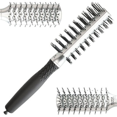 Olivia Garden Essential Style Double Tunnel Silver, Szczotka Tunelowa do Modelowania i Dodawania Objętości