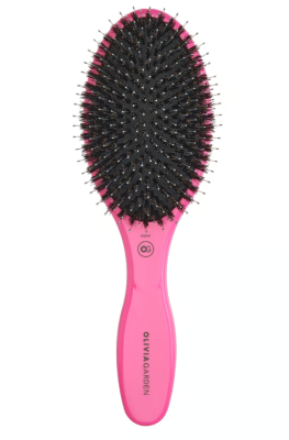 Olivia Garden Care Oval Boar&Nylon Bristles Pink + Ion Brush, Szczotka Ceramiczna z Połączeniem Włosów z Dzika Różowa i Jonizacją