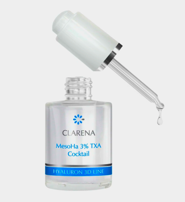 Clarena MesoHa 3% TXA Cocktail, Intensywnie Nawilżający Koktajl do Mezoterapii Bezigłowej,  30ml