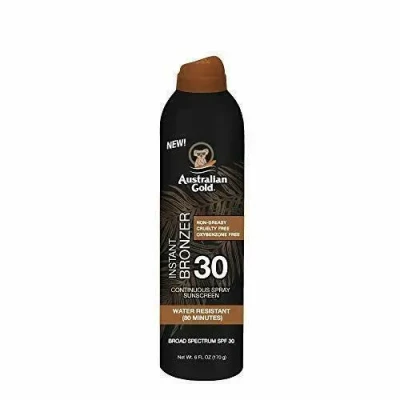 Australian Gold Instant Bronzer SPF 30 Continuous Sunscreen Spray, Spray Przeciwsłoneczny z Bronzerem, 170g