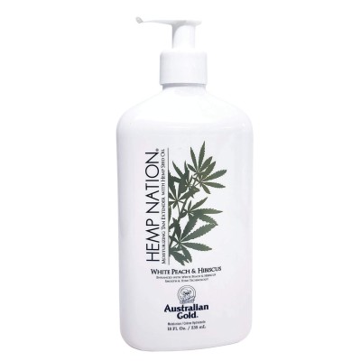 Australian Gold Hemp Nation White Peach & Hibiscus Body Lotion, Nawilżający Balsam do Ciała z Olejem Konopnym, 535ml
