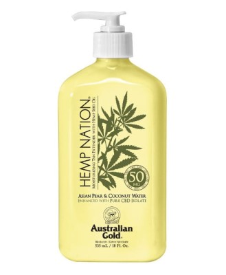 Australian Gold Hemp Nation Asian Pear & Coconut Water CBD Tan Extender, Balsam Nawilżający do Ciała, Przedłuża Opaleniznę, 535ml