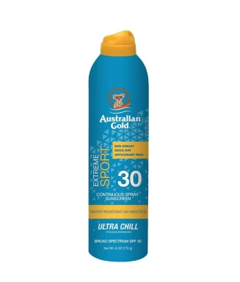Australian Gold SPF 30 Cont Spray Extreme Sport Ultra Chill, Chłodzący i Odświeżający Spray do Ciała z Filtrami UV,  170g