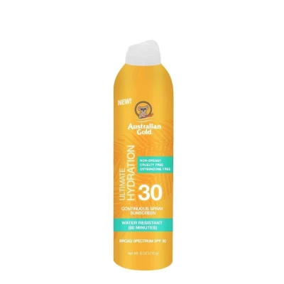 Australian Gold Ultimate Hydration, SPF 30, Spray Sunscreen, Nawilżający Spray do Opalania Ciała z Filtrami UV,  170g