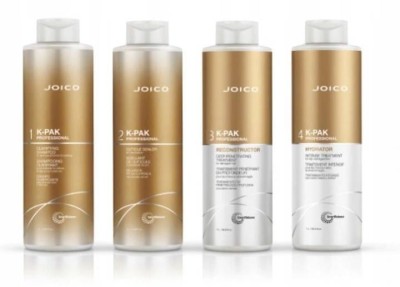 Joico K-Pak Zestaw do Profesjonalnej Odbudowy Włosa, Silna Regeneracja Włosów, 4x 1000ml