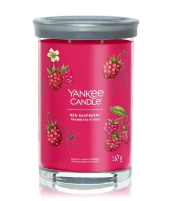 Yankee Candle Signature Large Tumbler Red Raspberry, Duża Świeca Sojowa z Dwoma Knotami, 567g