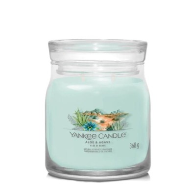 Yankee Candle Aloe/Agave, Średnia Świeca Sojowa z Dwoma Knotami, Aloes z Agawą, 368g