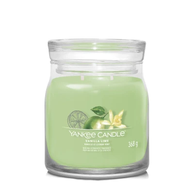 Yankee Candle Vanilla Lime, Średnia Świeca Sojowa z Dwoma Knotami, 368g