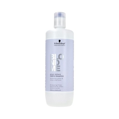Schwarzkopf BlondMe Bond Repair Purple, Neutralizujący Szampon do Włosów Siwych i Blond 1000ml