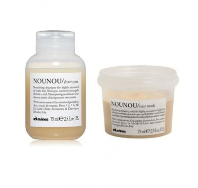 Davines Essential Nounou Szampon Maska Zestaw Odżywczy do Włosów Zniszczonych po Zabiegach Chemicznych 2x75ml