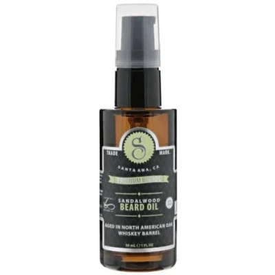 Suavecito Premium Blend Sandalwood Beard Oil, Odżywczy Olejek do Brody o Zapachu Drzewa Sandałowego, 30ml