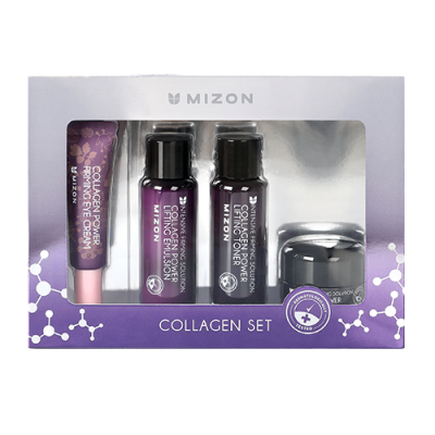 Mizon Collagen Miniature Set, Zestaw do Twarzy z Kolagenem, Tonik, Krem pod Oczy, Emulsja, Krem Liftingujący