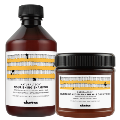 Davines Naturaltech Nourishing Vegetarian Szampon Odżywka Nawilżająca do Suchych Łamliwych Włosów 2x250ml