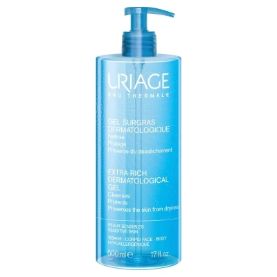 Uriage Extra-Rich Dermatological Gel, Dermatologiczny Żel do Mycia Twarzy i Ciała, 500ml