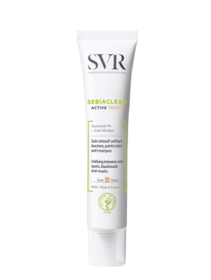 SVR Sebiaclear Active Tinted, Krem do Twarzy z Niacynamidem, Kryjący Trądzik, 40ml