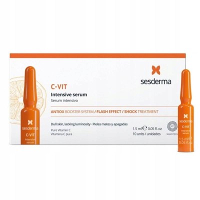 Sesderma C-VIT Intensive Serum, Ampułki Nawilżające i Rozjaśniające Skórę Twarzy z Wit. C, 10x 1,5ml
