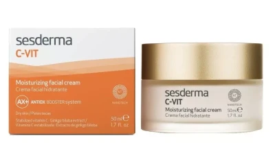 Sesderma C-VIT Moisturizing Facial Cream, Nawilżający i Rozjaśniający Krem do Twarzy z Wit. C, 50ml