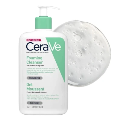 CeraVe Foaming Cleanser, Nawilżający Żel Myjący i Oczyszczający do Twarzy z Kwasem Hialuronowym, 473ml