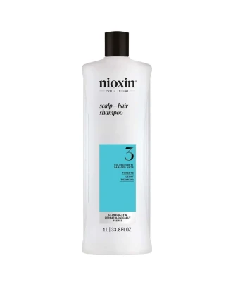 Nioxin Pro Clinical 3 Scalp + Hair Shampoo, Szampon do Lekko Przerzedzonych Włosów Farbowanych 1000ml