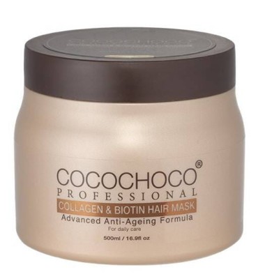CocoChoco Mask Collagen & Biotin Mask, Maska Która Odbuduje, Naprawi i Uzupełni Ubytki w Zniszczonych Włosach, 500ml