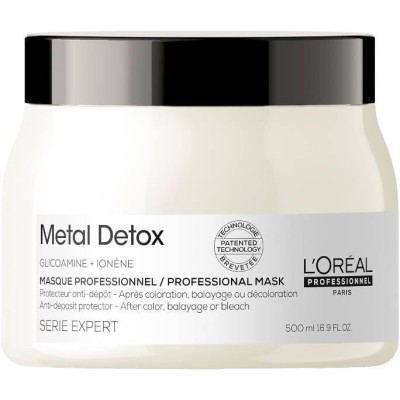 L'Oreal Metal Detox Maska z Glikoaminą, Usuwa Cząsteczki Metali Ciężkich z Włókna Włosa 500ml