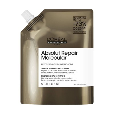 L'Oreal Absolut Repair Molecular Szampon Wzmacniający Strukturę Włosów, REFIL 500ml