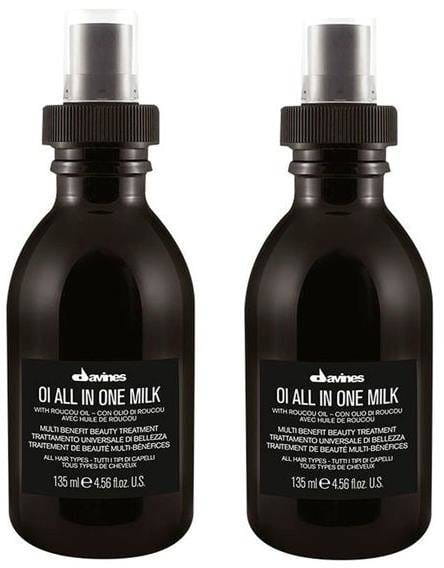 Несмываемое молочко для волос Davines Essential Haircare OI All In One Milk многофункциональное, 2 шт. по 135 мл