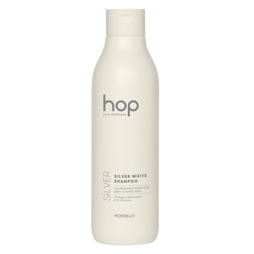 Оттеночный шампунь Montibello HOP Silver White против желтизны, для седых и платиновых волос, 1000 мл