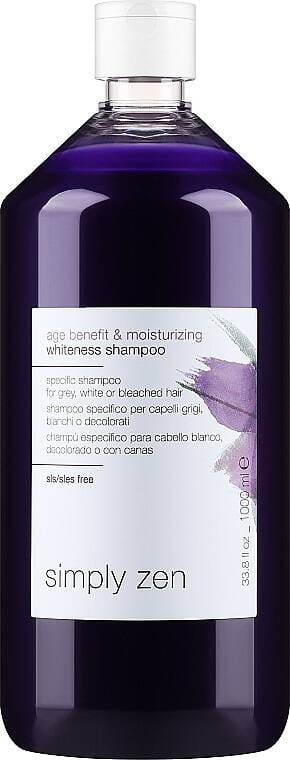 Оттеночный шампунь Z.One Simply Zen Age Benefit & Moisturizing Whiteness против желтизны, для седых волос, 1000 мл